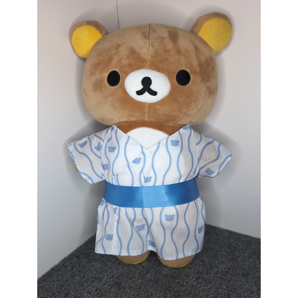 San-X Rilakkuma Summer Yukata Plush Toy 16" Blue Kimono Bear READ